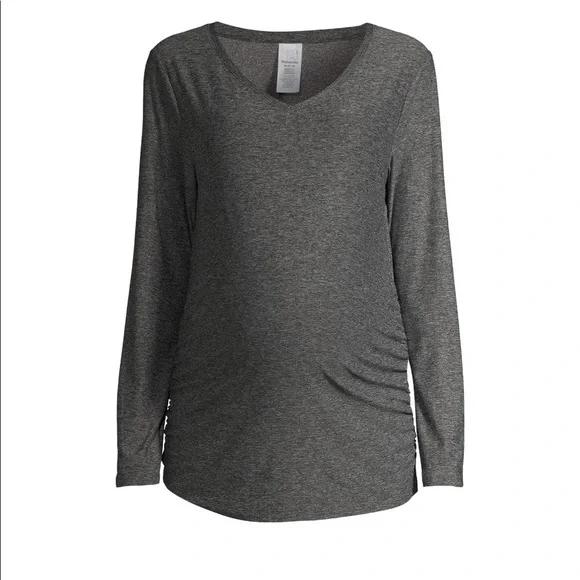 Maternity V-Neck T-shirt with Long Sleeves - Picture 4 of 6